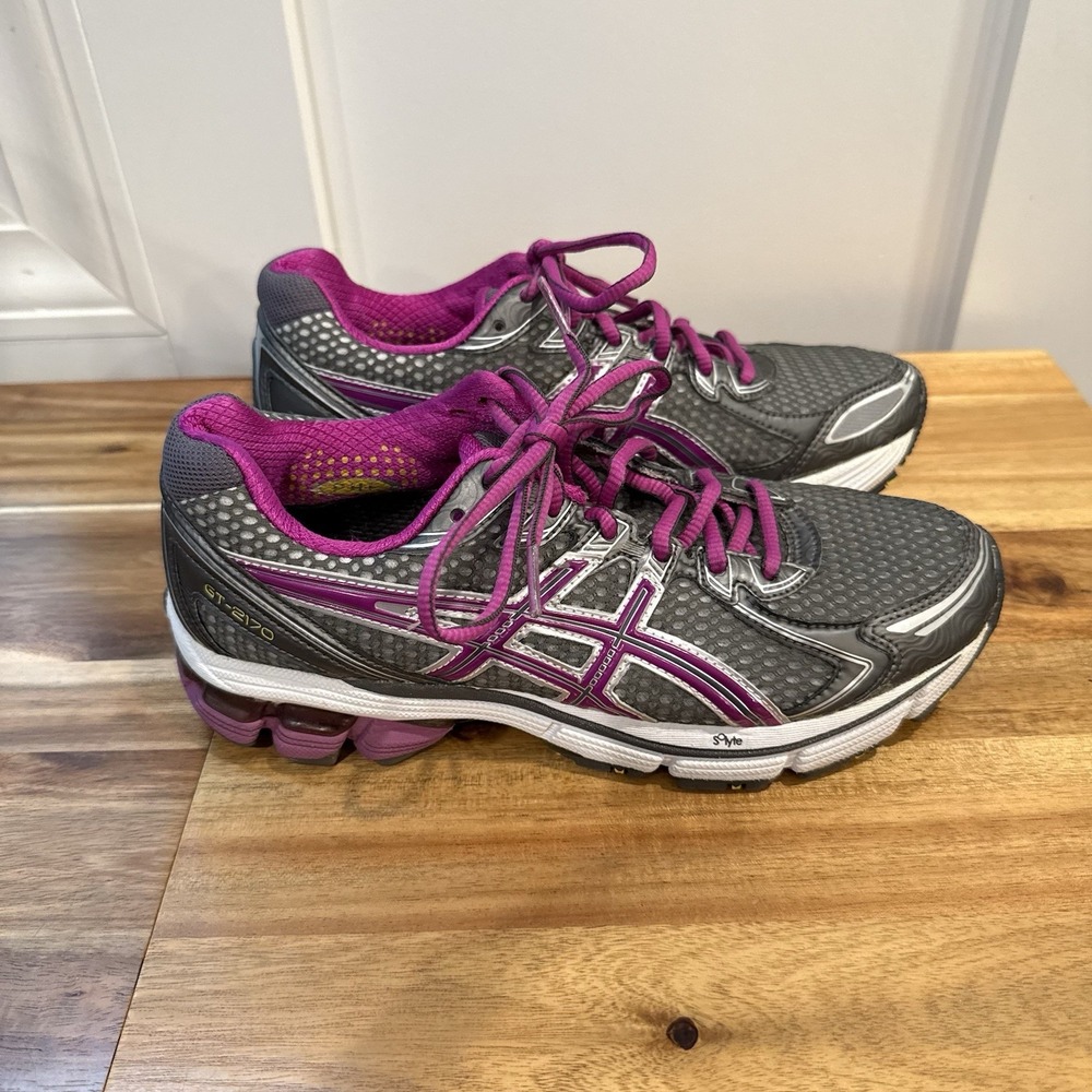 ASICS GT-2170 Womens 7.5 D Wide Gray Purple GEL Running Shoes T257N Y2K Gorpcore